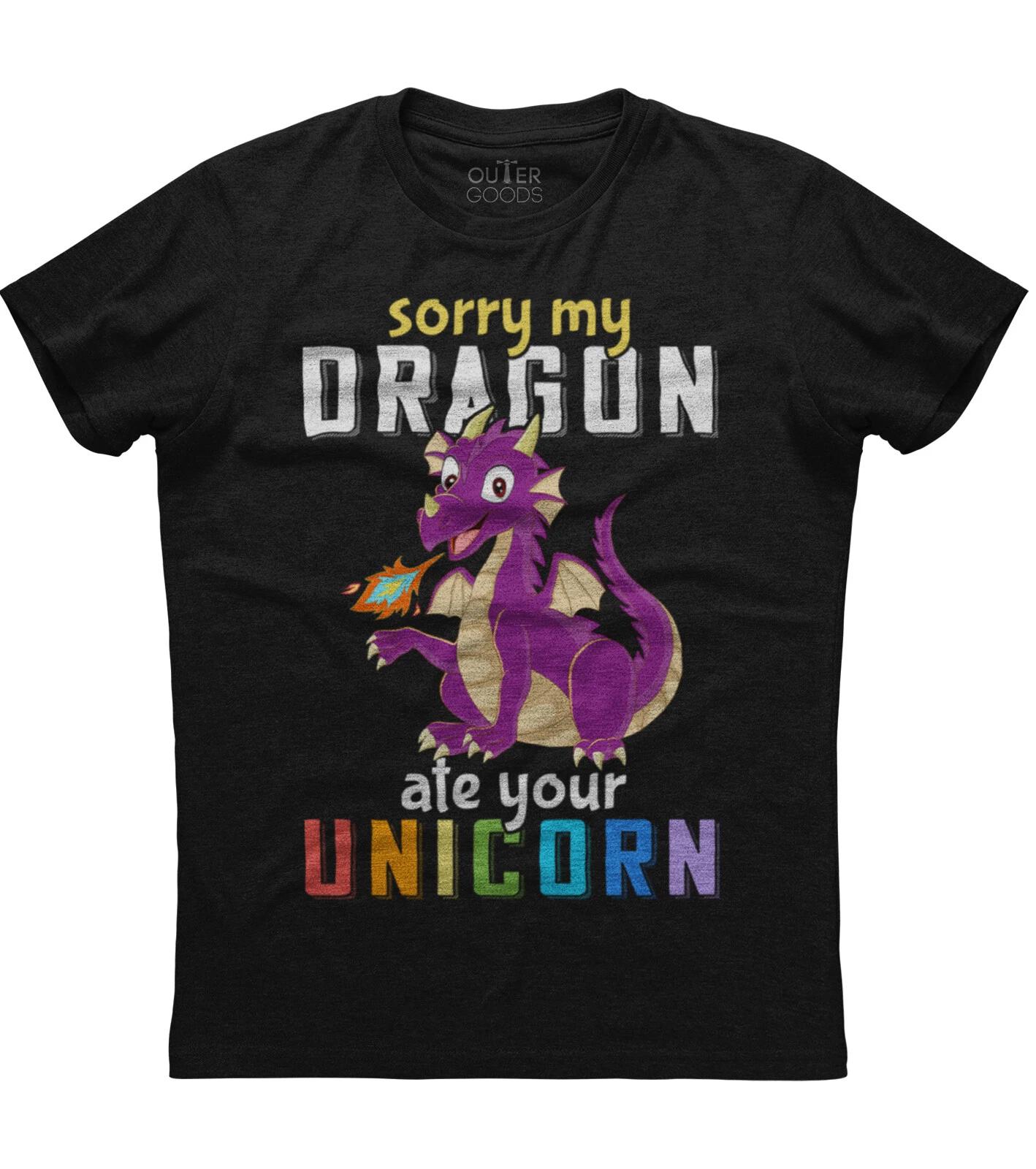 Cute Unique Sorry My Dragon Ate Your Unicorn Gift Unisex Black T-Shirt XL