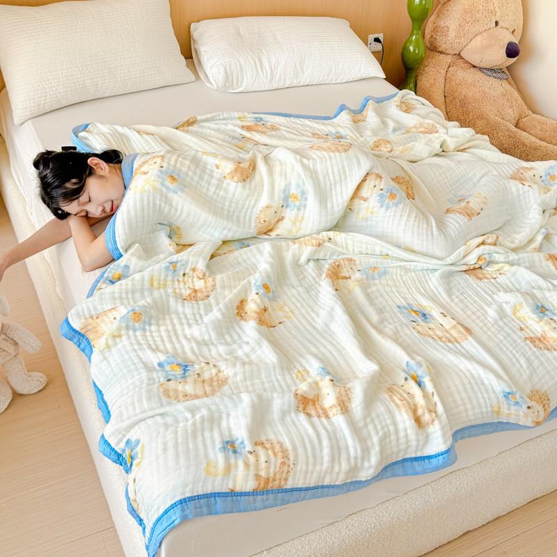 100% Cotton Blanket Breathable Towel for Kids Blankets Skin-friendly Plaid Nap Blankets Super Soft Bedsheet Travel Shawl