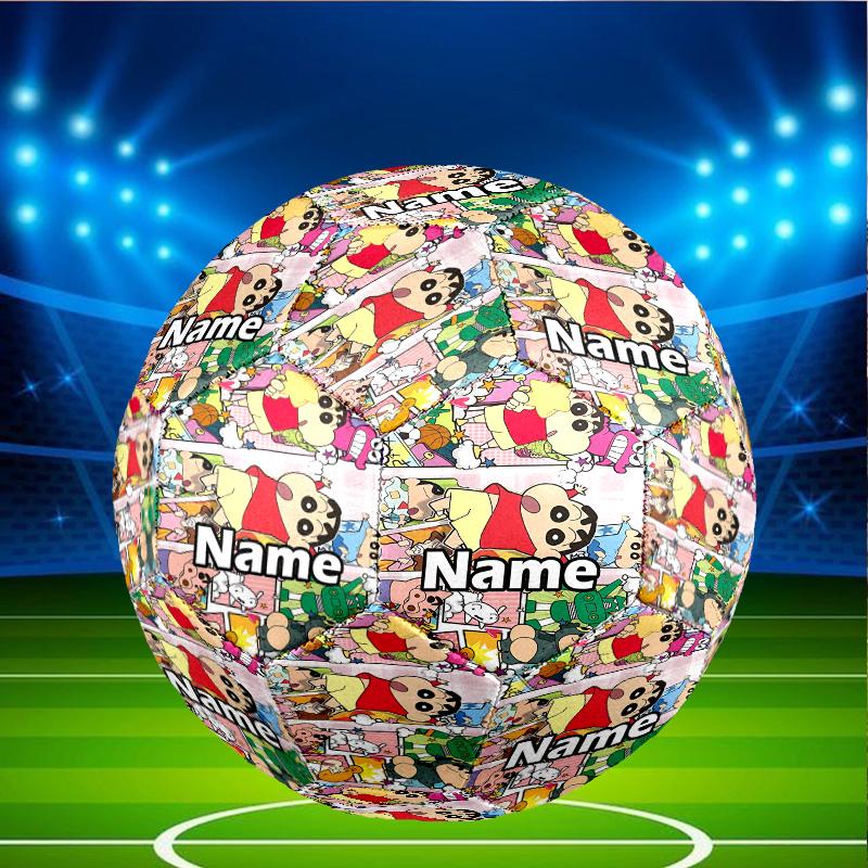 Custom Name Personalized Crayon Shin Print Size 5 Soccer Ball Training & Match Football, for Team, Kicking, Gift for Football