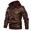 Autumn and Winter Leather Jacket, Men's Pu Leather Jacket Hooded Leather Jacket, Plus Size Men's Leather Jacket Men's Clothing