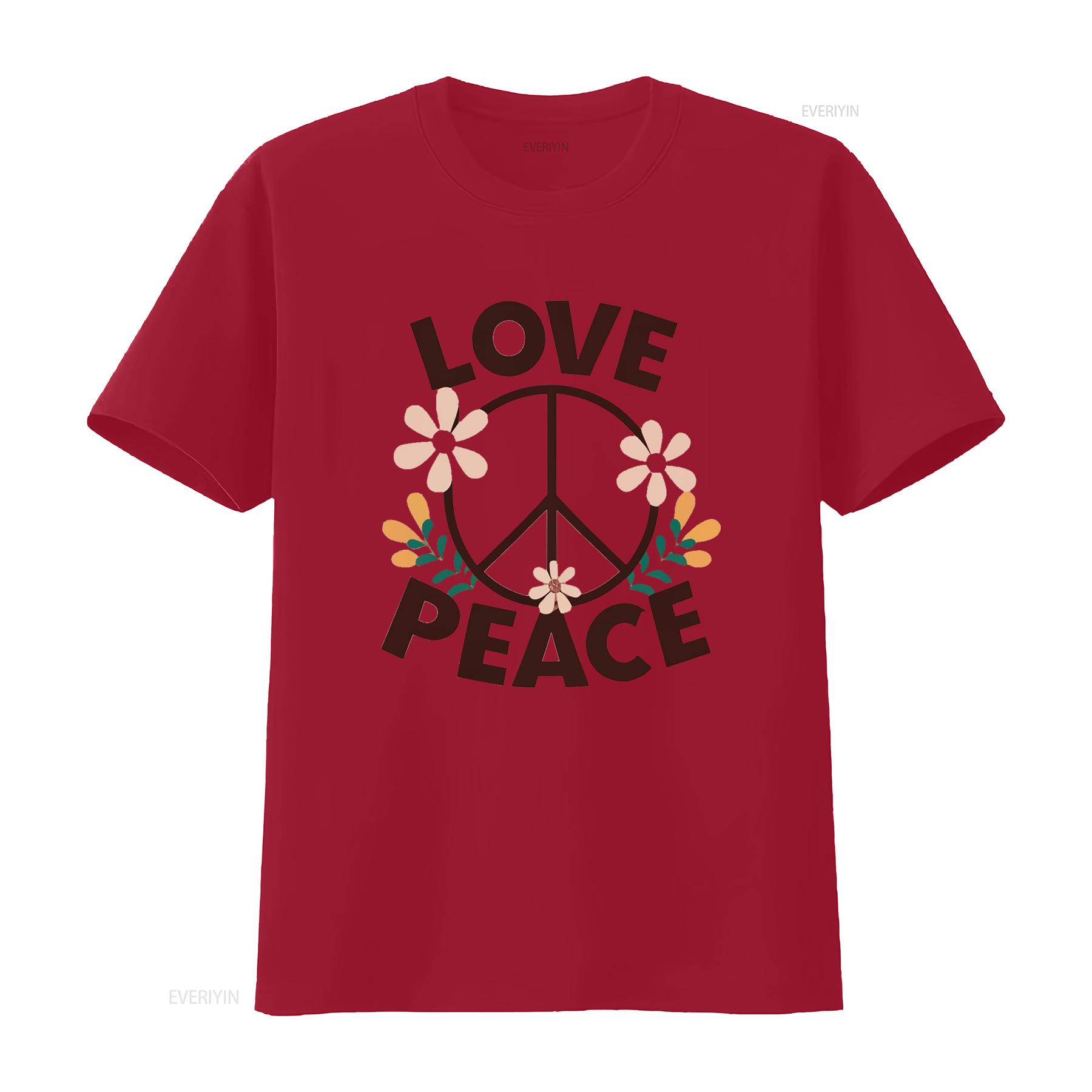 

Peace Sign Love 60 s 70 Hippie Women Mom T Shirt vintage Washed Breathable Stylish Soft Casual graphic Versatile Unisex S