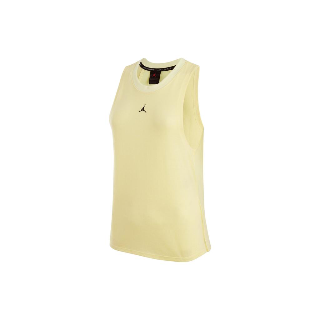Jordan Solid Color Logo Breathable Round Neck Tank Top Women Tops Light-Lemon-Green FB4630-821
