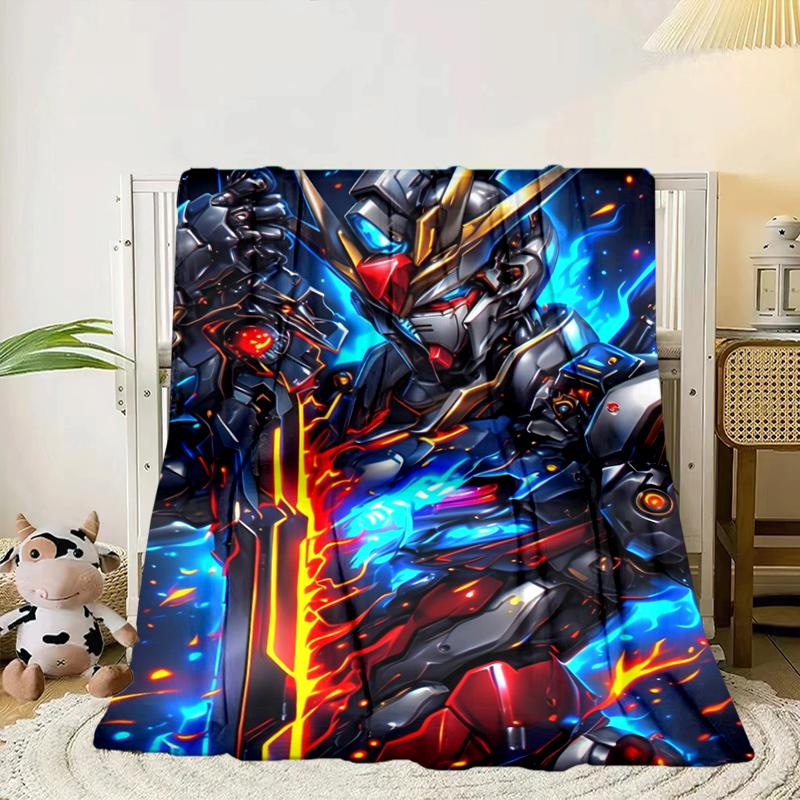Robotic Warrior Design Blanket Flannel Blanket for Bed, Sofa, Camping, Hiking, Picnic Essentials, Gift for Family Fan Gifts