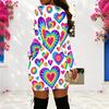 Women Plus Size Criss Cross V Neck Long Sleeve Playing Card Printed Bodycon Mini Dress