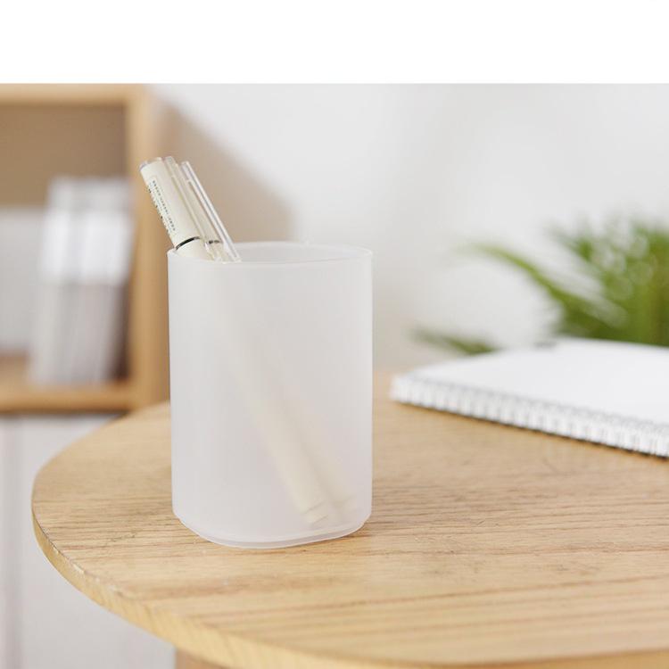 Simple Transparent Frosted Pen Holder for Desktop Organization and Student Desk Stationery