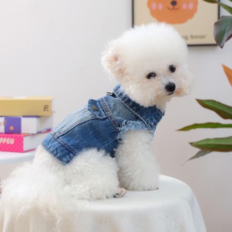 Pet Dog Cat Vest Soft Breathable Cotton Denim Outfit Stylish Retro Casual Wear Small Medium Large Breeds