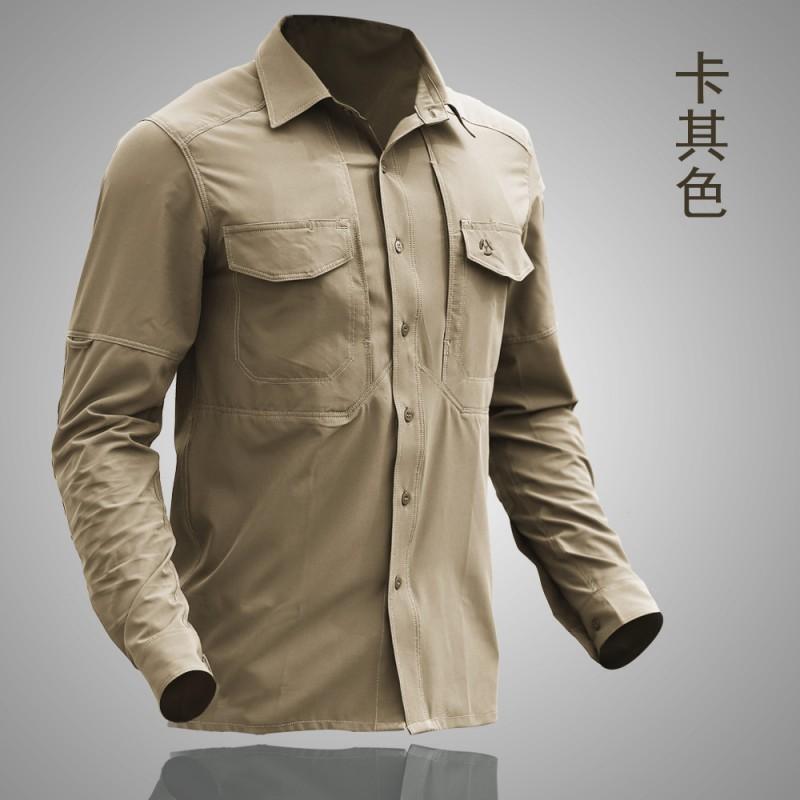 

Huanlong Outdoor Mountaineering Shirt Hygroscopic Quick-drying City Service Casual Business Long Sleeves XXXL хакі