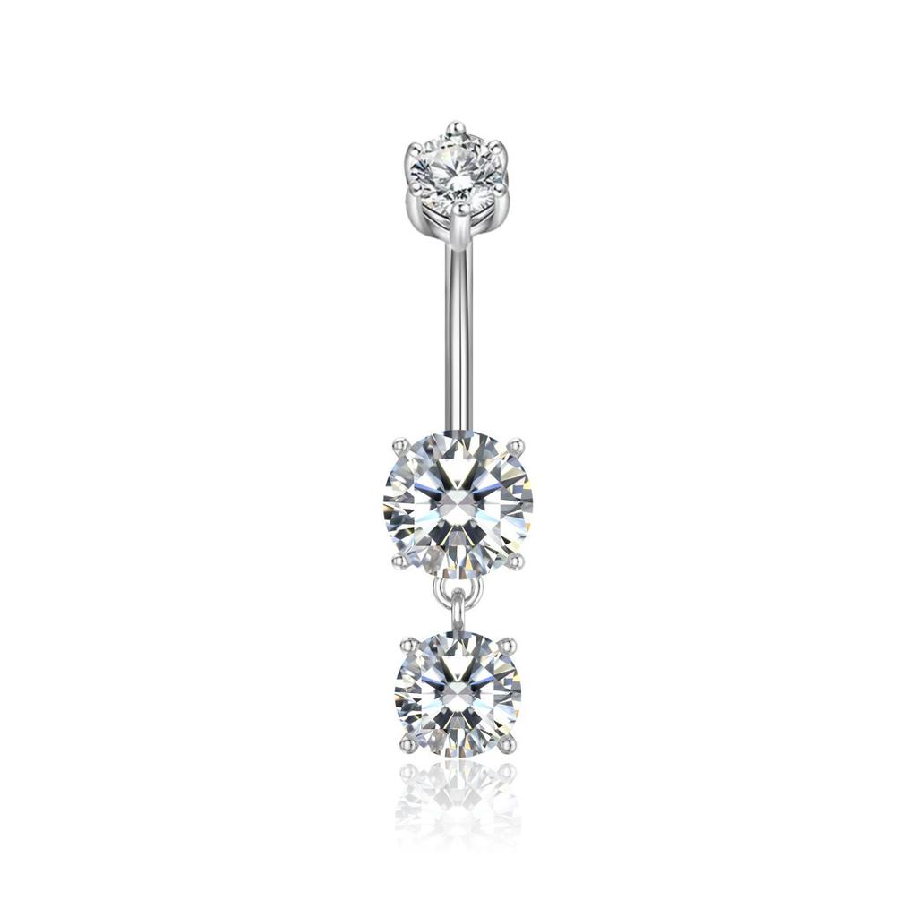 Getta 925 Sterling Silver Custom Body Jewelry Simple Summer Trendy Belly Rings with Zircon Dangle Piercing for Weddings