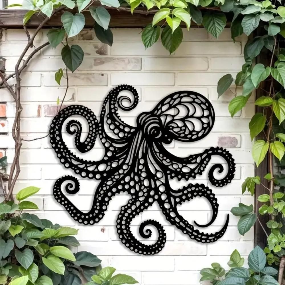 Large Metal Octopus Wall Art Victorian Gothic Laser Cut Sculpture Nautical Halloween Decor Gift