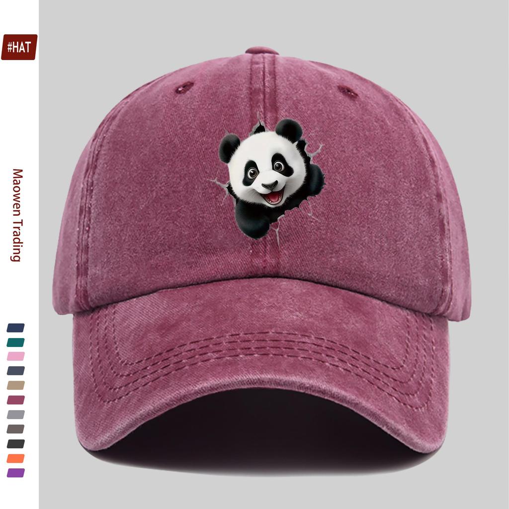 pc Unisex Cute Panda Print Baseball Cap Home Leisure Decorative Papa Hat Trucker Sun Hat Washed Adjustable Buckle Headwear