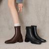 Krazing Pot Microfiber Autumn Winter Shoes Thick Med Heels Size 43 Chelsea Boots Apricot Zipper Ankle Boots
