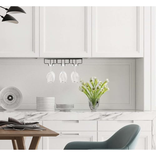 Nuovoware Wine Glass Holder, Wine Glass Hanger, Hanging Wine Glass Rack, Wire, 3-Row, Wine Glass Storage, Wine Glass Drying/Draining, for Home and Com