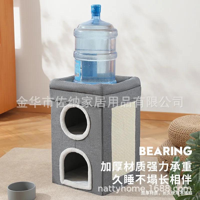 Doppellagiges Katzenbett Universell für alle Jahreszeiten Warm im Winter Halboffen Groß Abnehmbar und Leicht zu Reinigen Faltbares Haustierbett