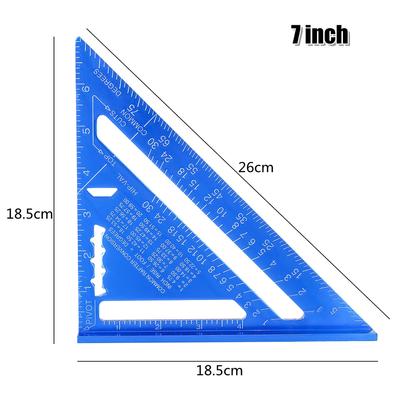 Règle de mesure métrique en aluminium Équerre de menuisier Rapporteur d'angle triangulaire