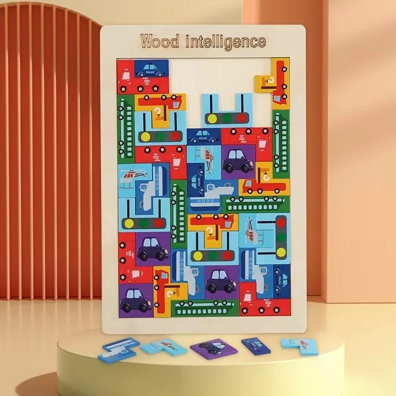 1 Set Wooden Puzzle Baby Early Education Fun Game Children Thinking Logic Square Toy Puzzle