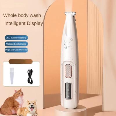 LED Işıklı Köpek Pençesi Düzeltici LED Ekranlı Tamamen Su Geçirmez Evcil Hayvan Tüyü Düzeltici Bakım İçin Köpek Tıraş Makinesi 18mm Geniş Bıçak