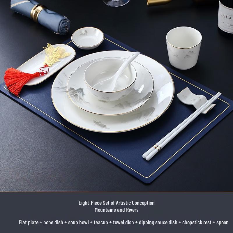 Chinese Gold Rim Bone China Dinnerware Set