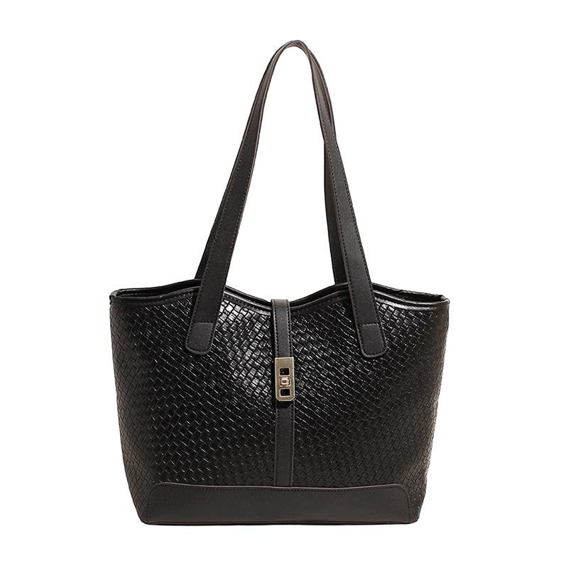 2025 new large-capacity woven pattern tote bag retro versatile underarm bag fashionable and explosive shoulder bag