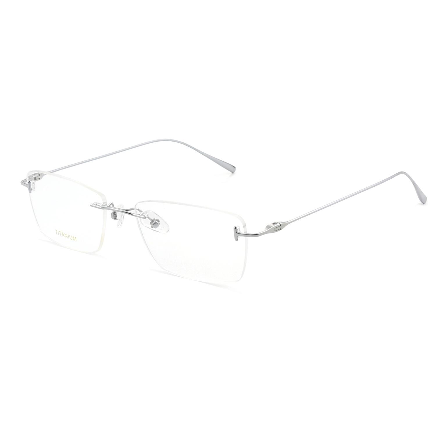 TF5678 Factory Direct Sales Unisex Rimless Rectangular Pure Titanium Glasses for Reading Durable Fast Delivery Titanium серебряный