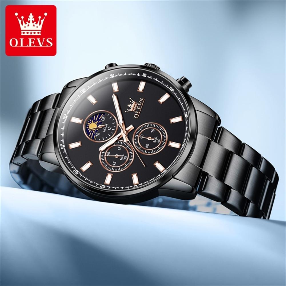 OLEVS 2902 Mens Watch Casual Fashion Simple Original Wristwatch For Men Waterproof Luminous Three Small Dial Reloj Box