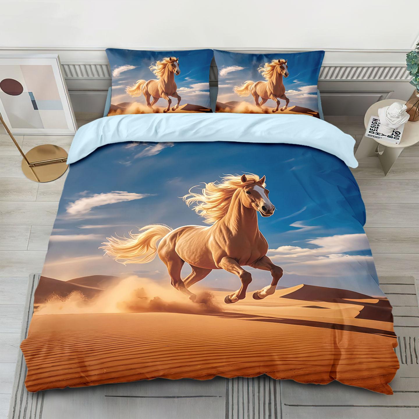 Paardenbeddengoed Paarden Dekbedovertrek Twin Full Queen King Boerderijdieren Dekbedovertrek Voor Kinderen Meisjes Tiener Kamer 150x200cm-3pcs