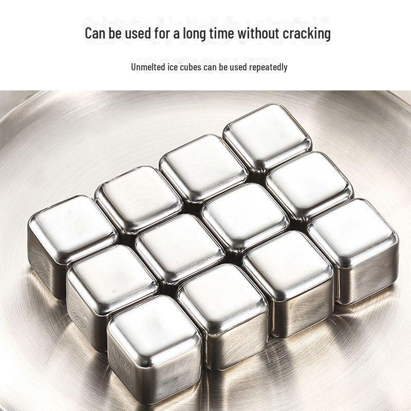 "Cubos de Gelo Reutilizáveis de Aço Inoxidável 304 para Congelamento Rápido de Whisky e Cerveja"