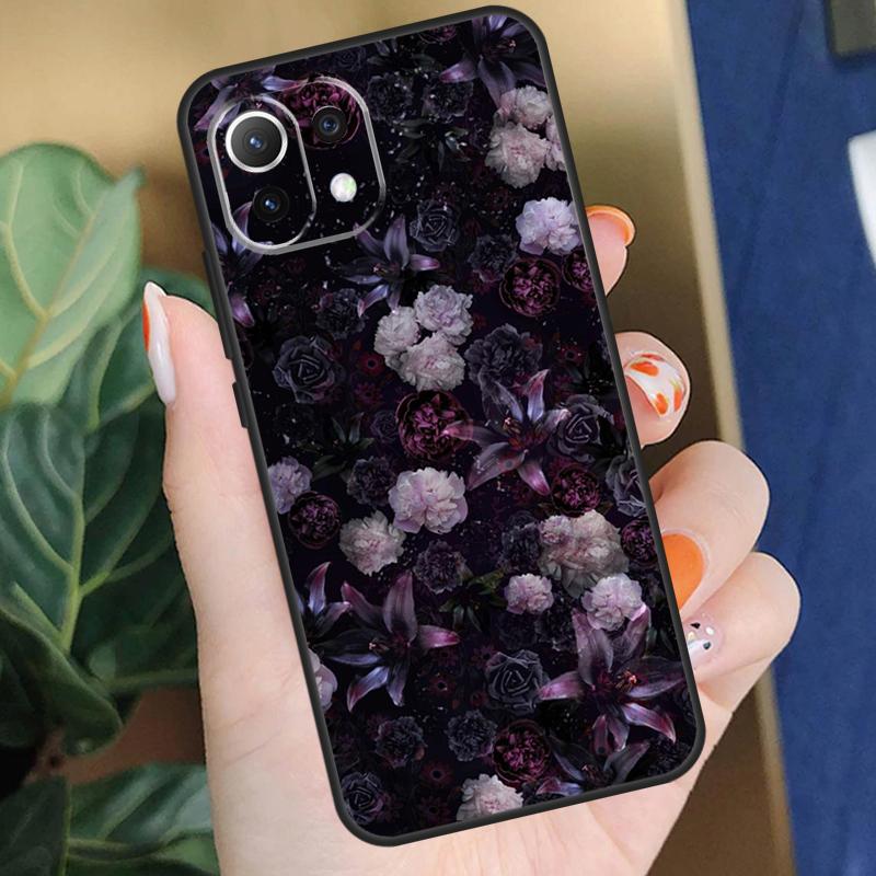 Midnight Floral Case For Xiaomi 15 14 Ultra 13T 14T 15T Pro 17 Pro Max POCO X7 X5 X6 F5 F6 F7 F8 Pro Coque
