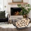 Indoor Outdoor Firewood Rack Heavy Duty Rustproof Metal Curved Log Holder Fireplace Patio Deck Firepit Firewood Storage Organizer Rack