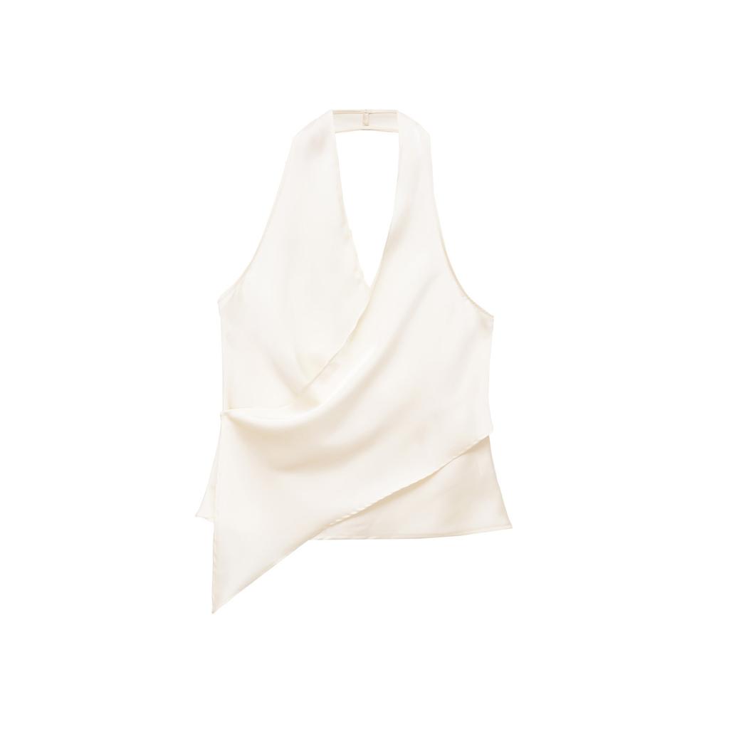 European and American style, new women's clothing, versatile silk satin texture neck collar top 2337/051