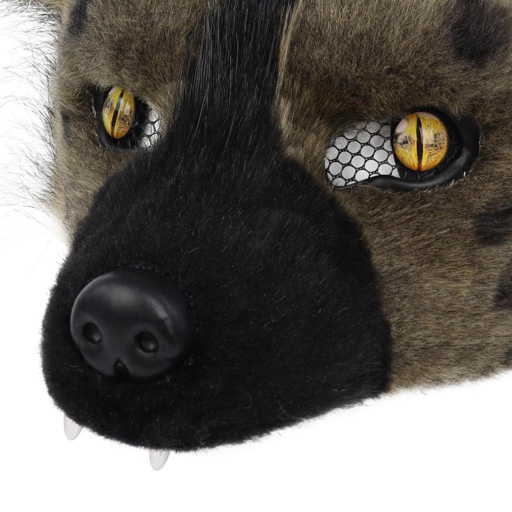 Realistic plush spotted hyena mask