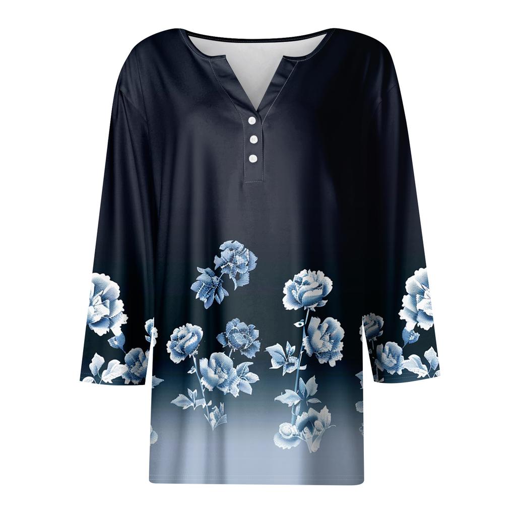 Damen 3/4-Ärmel Shirts Grafik-T-Shirts Shirts Lässige Basic-Tops Pullover