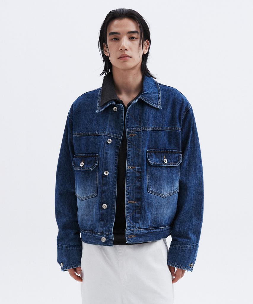 Leumadeu Two-Pocket Washed Denim Jacket - Indigo