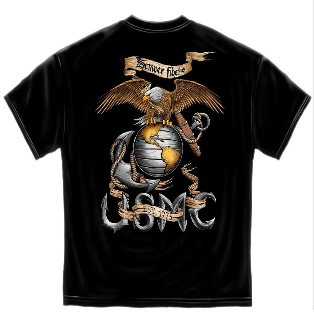 

Футболка премиум-класса Корпуса морской пехоты США, эмблемы «Орел, якорь и земля». Футболка мужская хлопковая с коротким рукавом и круглым вырезом, новая, S-3XL XXXXXL чёрный