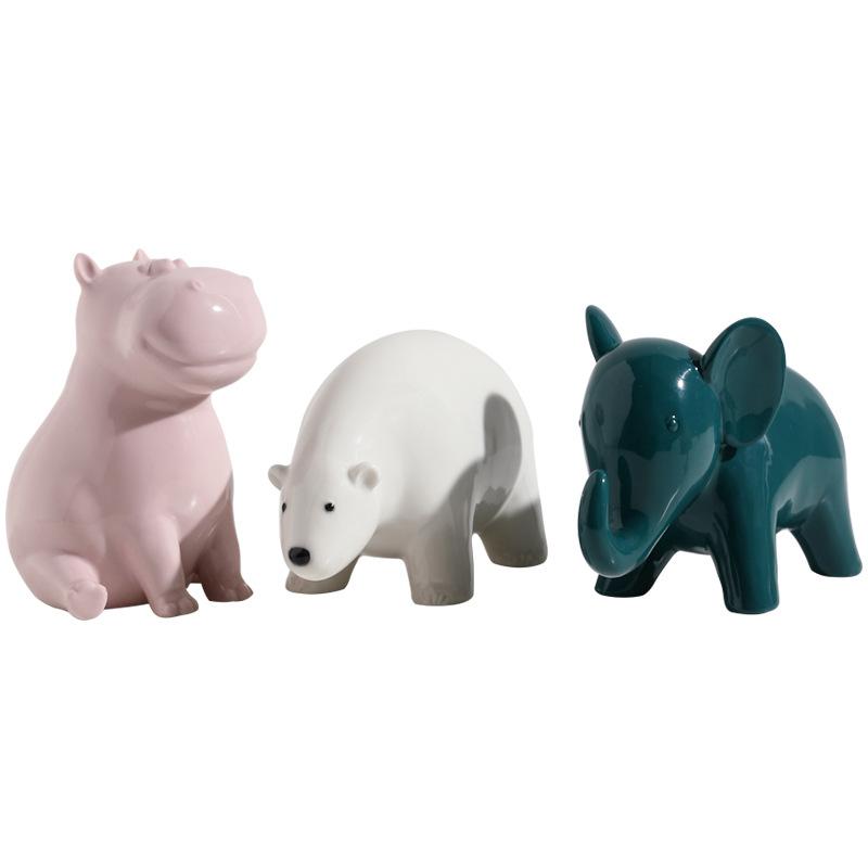 Nordic Creative Ceramic Animal Desktop Ornament Sitting Room Decor Hallway Decoration Wedding Gift Birthday Present Home Decor