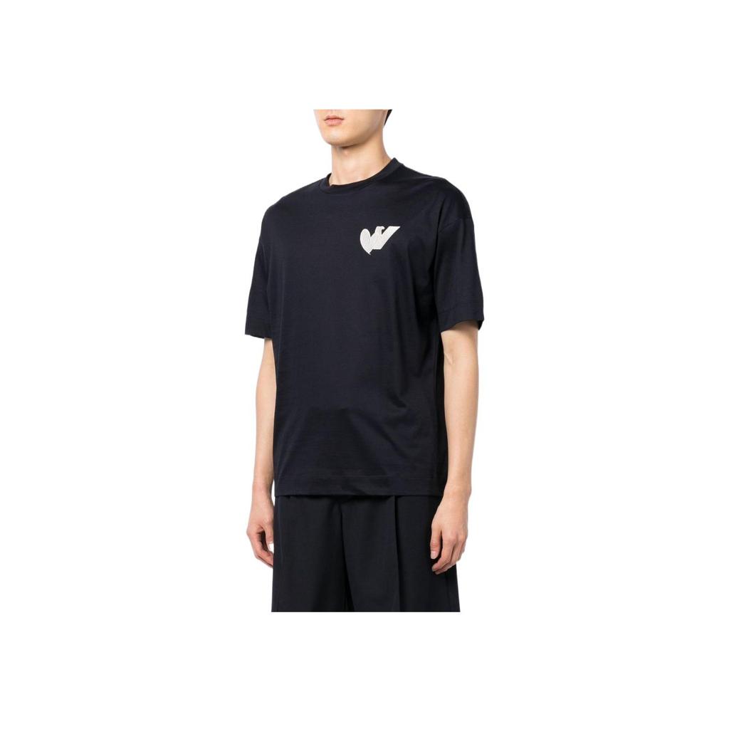 Emporio Armani Logo Print Crew Neck Short Sleeve T-Shirt Men Tops Black 6L1TG2-1JSAZ-0999