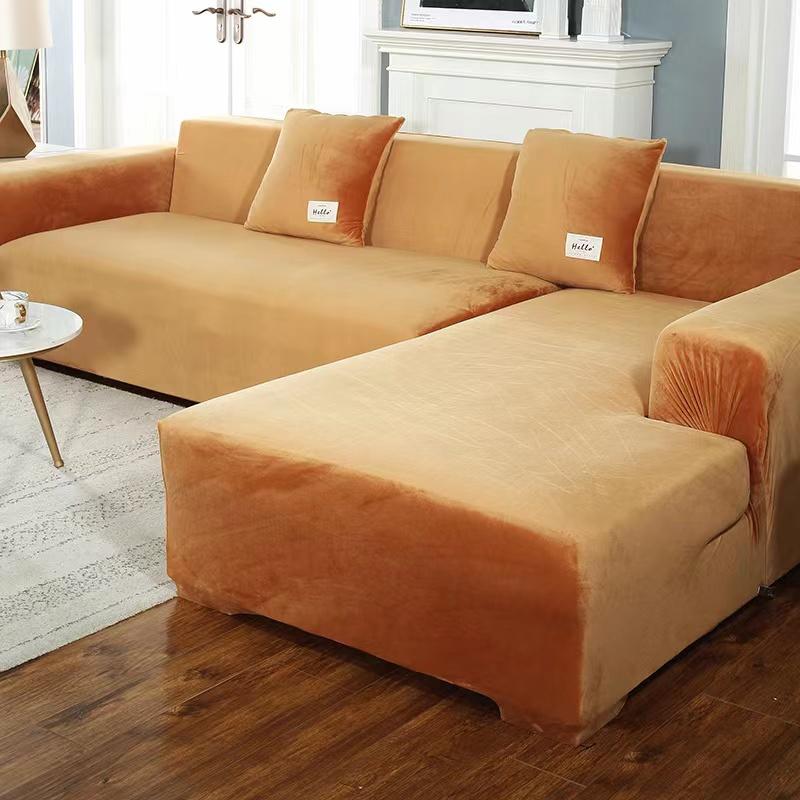 Silver Fox Velvet Solid Color All-inclusive Sofa Set Elastic Non-slip Thickened High-grade Nordic Integrated Sofa Set Lazy Combination