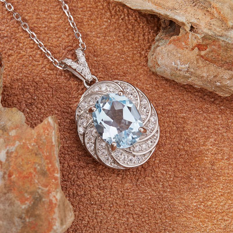 Natural Topaz Citrine Amethyst Necklace Women'S S925 Sterling Silver Colored Treasure Pendant Jewelry Earrings