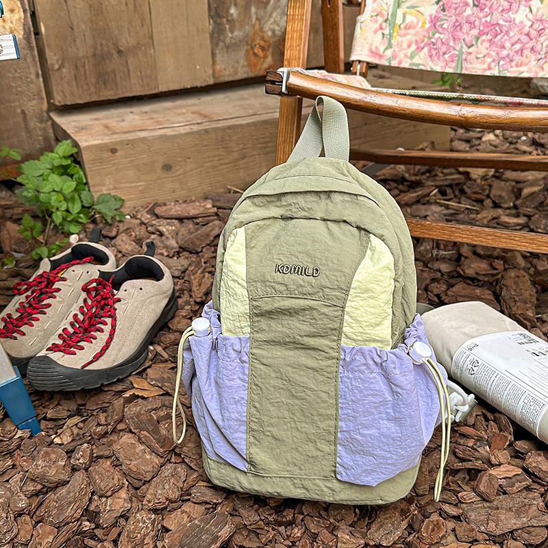 

Рюкзак с контрастной строчкой, женский легкий дорожный альпинистский рюкзак Small фиолетовый/зелёный