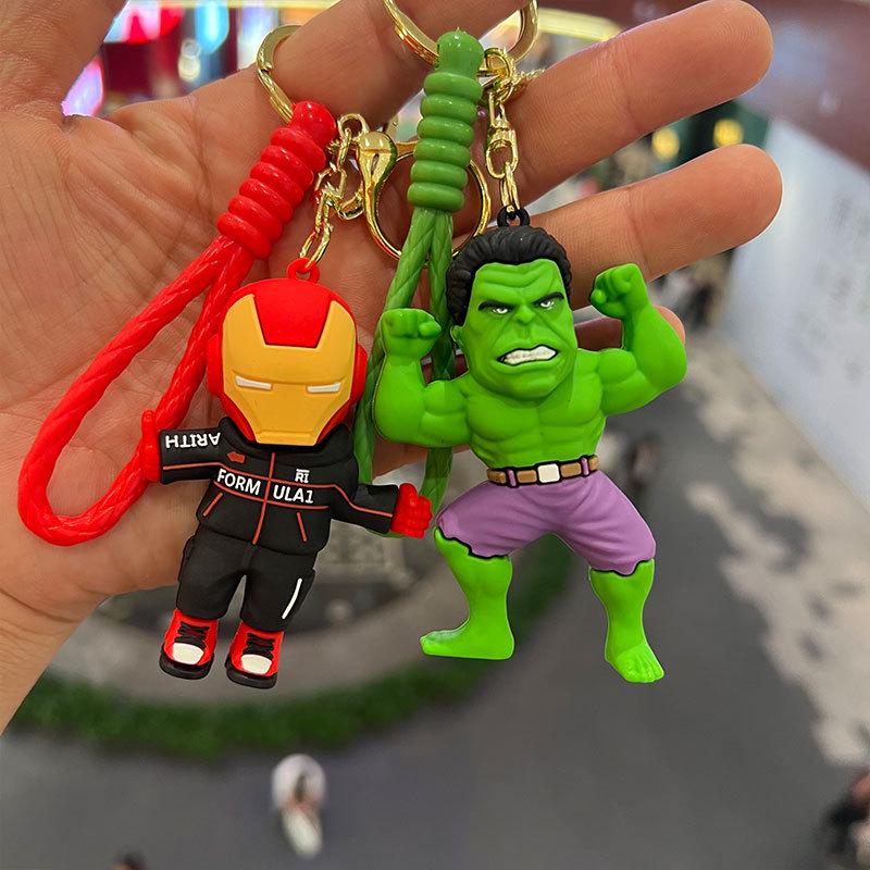 Avengers Cartoon Keychain: Captain America & Iron Man Figurine Pendant