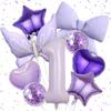 9 Piece Purple Theme Balloon Set for Butterfly Birthday Decoration Bow Party Decoration Baby Shower Decoration Birthday Supplies