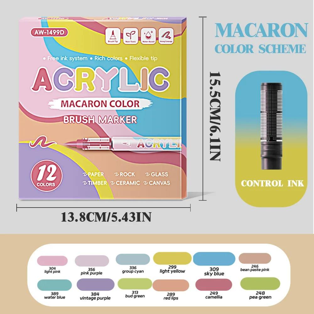 12-288 Colors Acrylic Paint Pen Marker Brush Tip Paint Marker For Rock Painting Wood Canvas Stone Christmas Gift DIY Craft