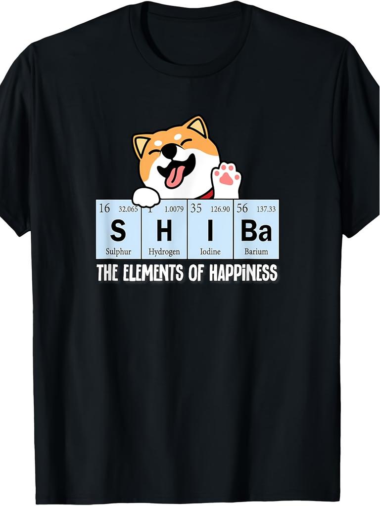 1pc, Men's T-shirt with Festive Design and Elements of Happiness, Unisex Design, Casual and Comforta