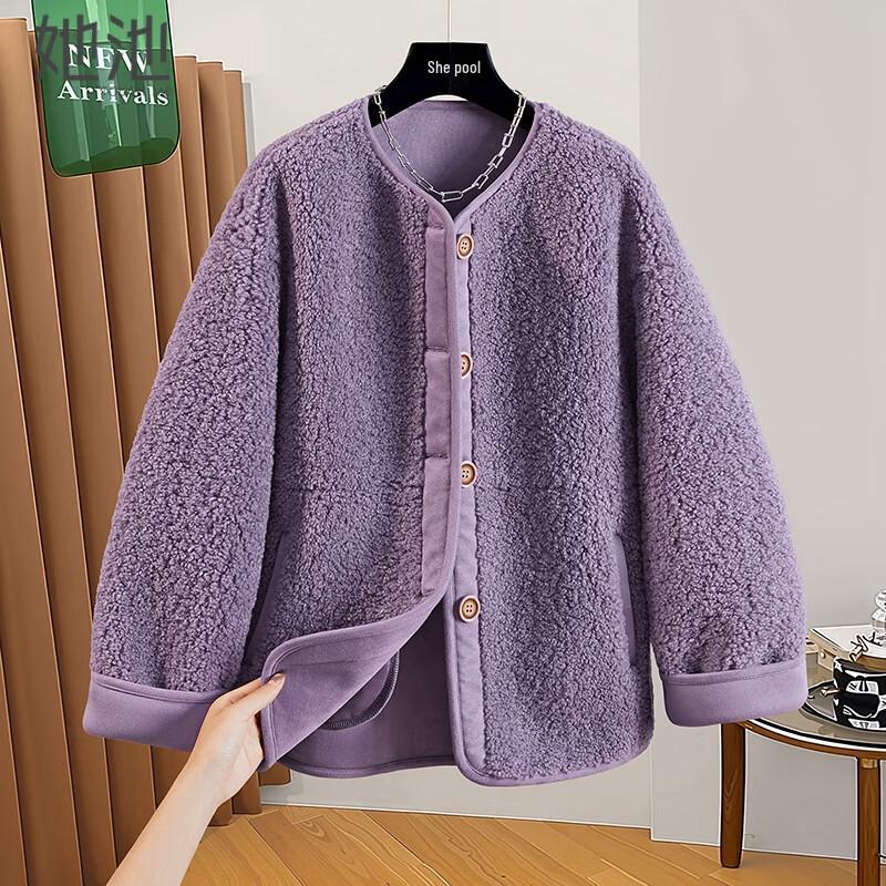 

Ta Chi Women s Granular Fleece Round Neck Button Jacket L
