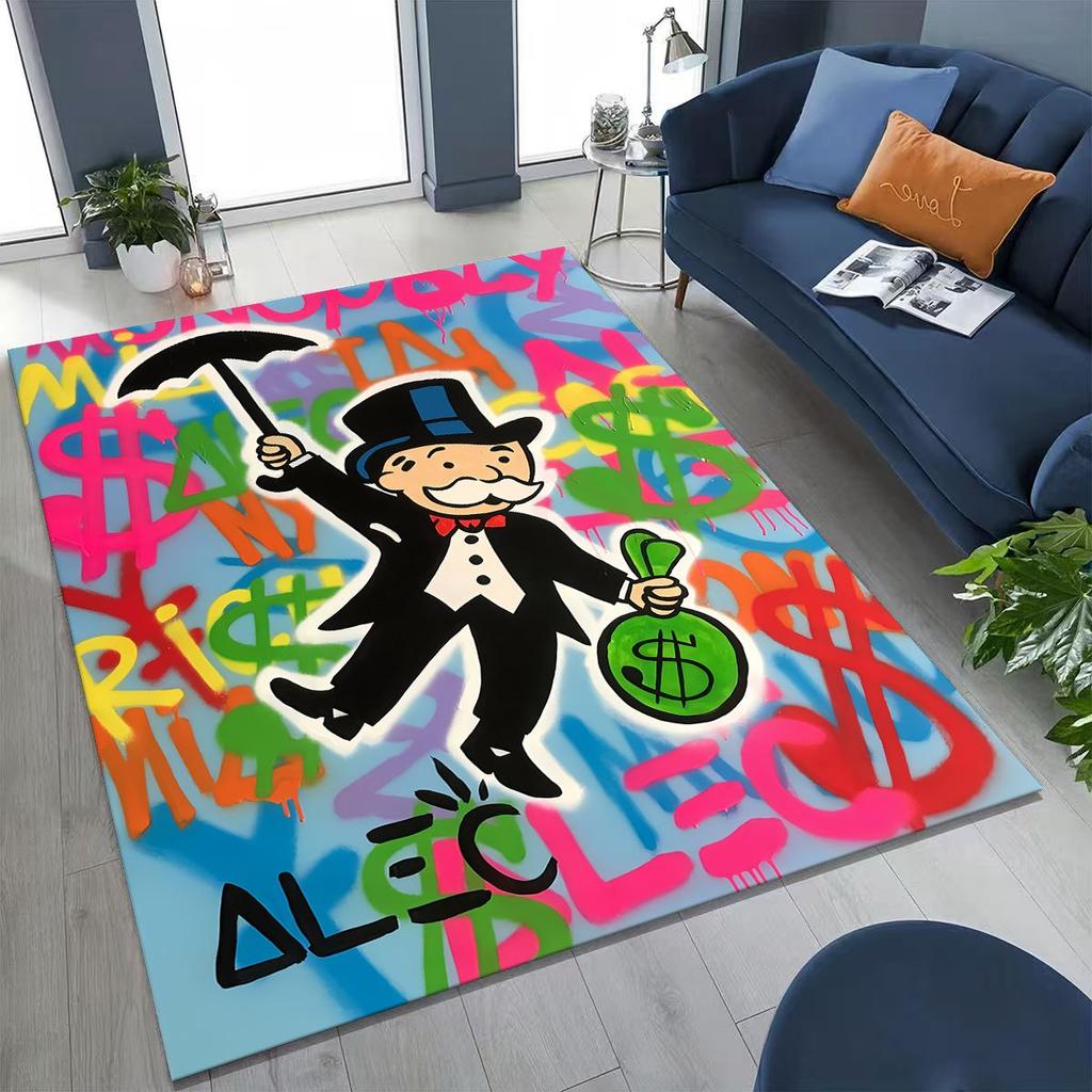 Rich Cartoon Monopoly Dollar Game Money Rug for Bedroom Living Room Sofa Home Doormat Decor,Large Kids Play Non-slip Floor Mat
