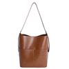 PU Bucket Bag with Front Pocket Large Capacity Fashion Shoulder Bag