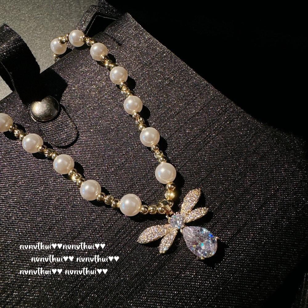 Mermaid Tears, Peanut Gem Pearl Car Flower Necklace, New Chinese Style, Fritillary Pocket Zircon Bead Necklace, Ruyi
