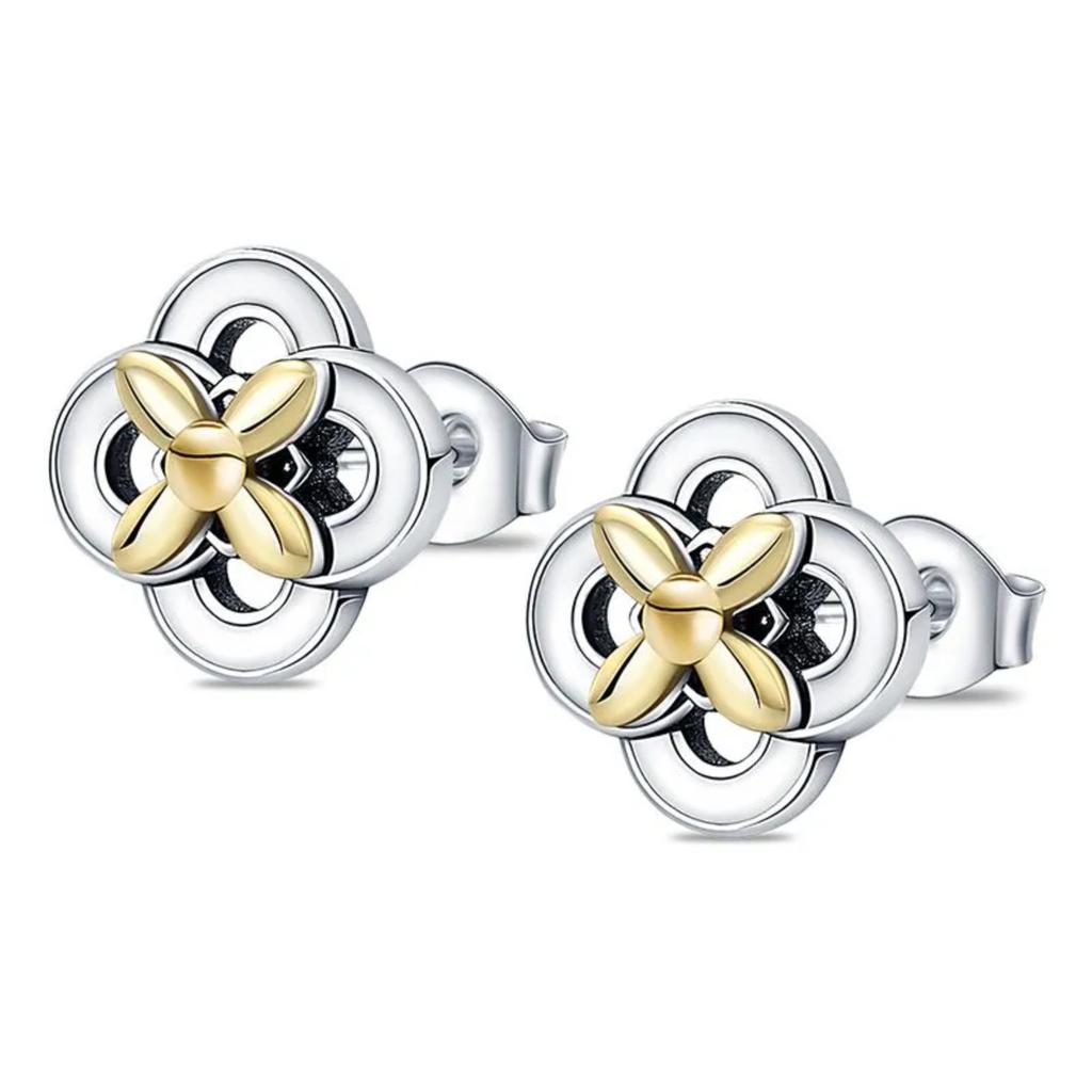 Two-Color Love Heart Stud Earrings For Woman Color Gigantic Women's Trend Jewelry  Styles Fashion Accessories Creative Gift