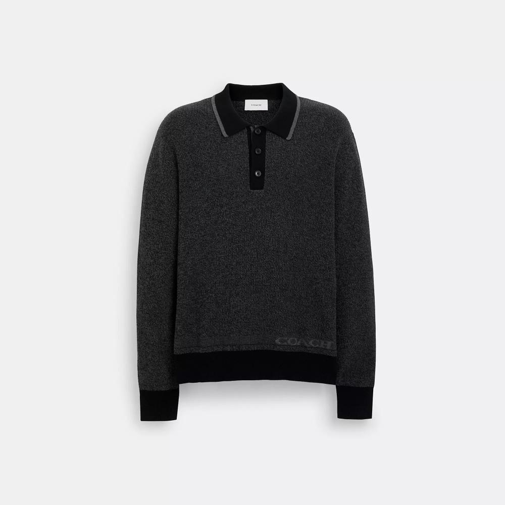 

Рубашка-поло с длинными рукавами Coach Knit темно-серого цвета