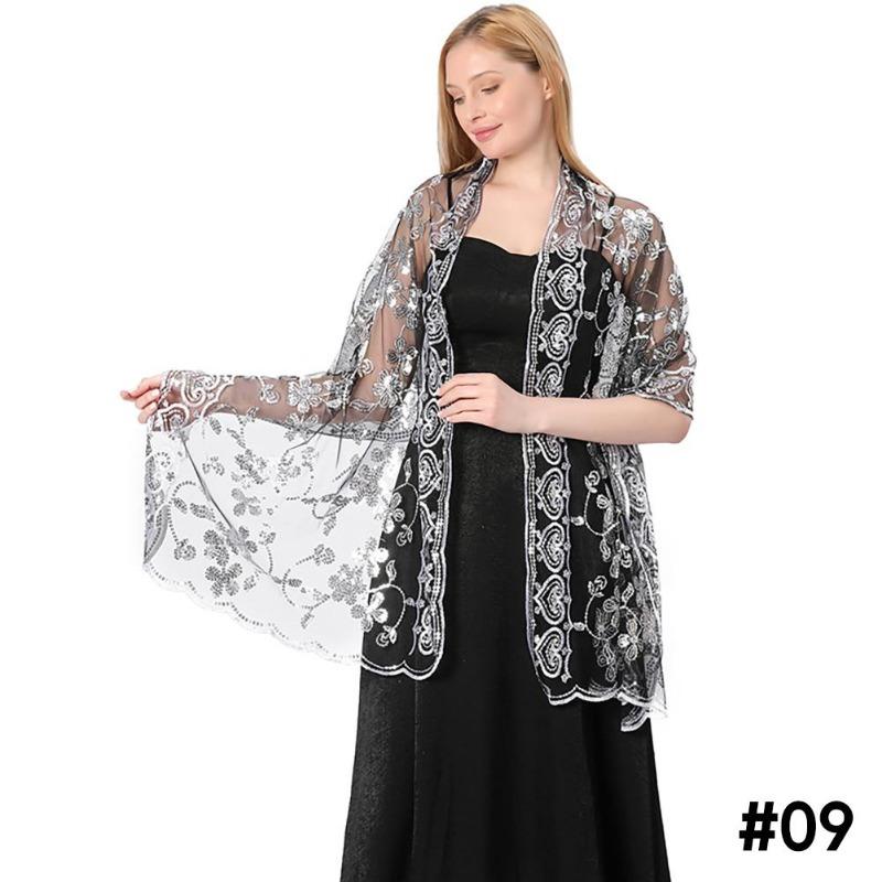 Sequ Shawl Wraps for Evening Dresses Wedding Decoration Scarf Elegant Hijab Cover for Ramadan Festivals Women's Modest Fashion Floral Shawl