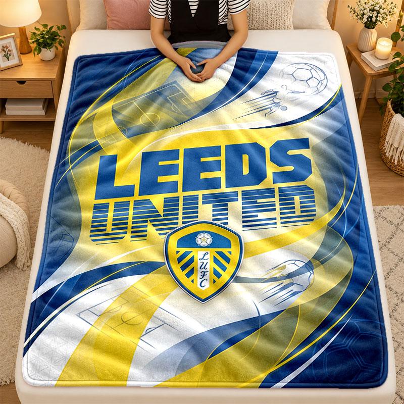 Flannel BlanketLeeds United Football Warm Soft Throw Blanket for Indoor Sofa Bed Living Room Use